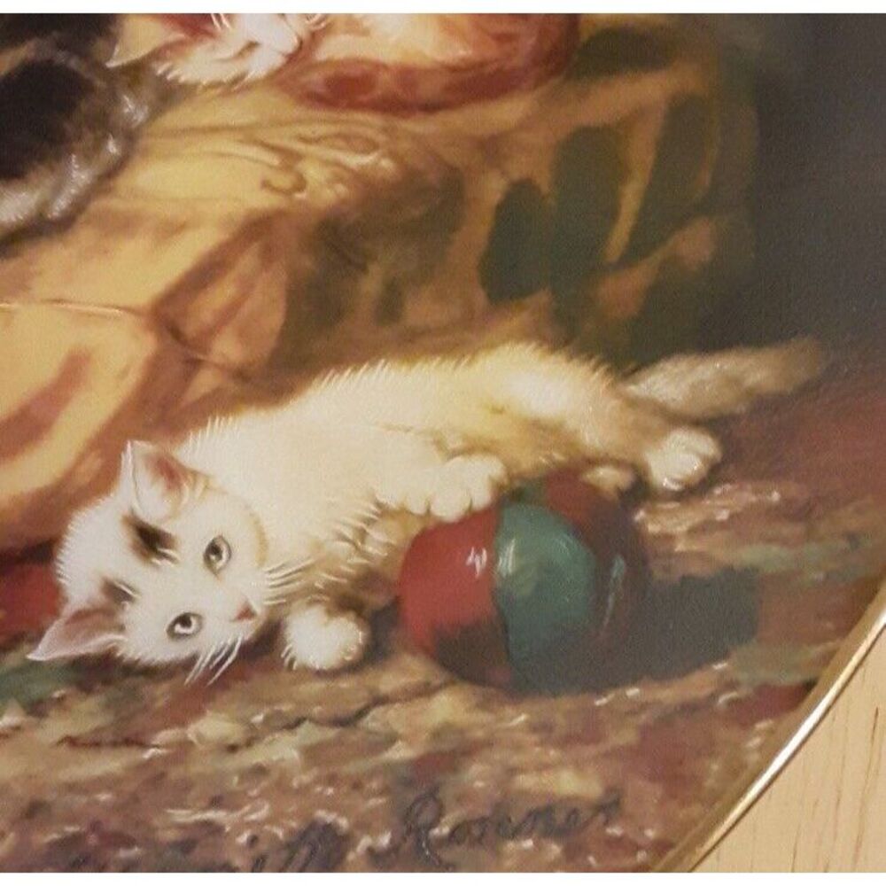 W.S. George Plate No. 12827A "Daydreams" Collector Plate Victorian Cat - Picture 7 of 7